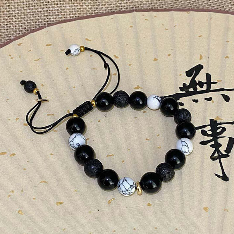 Black Obsidian Yin Yang Strength Bracelet