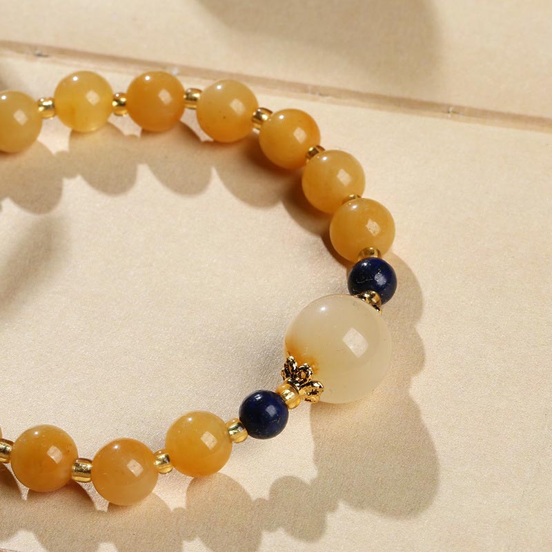 8mm Golden Silk Jade Wealth Luck Bracelet