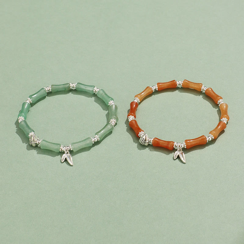 Peridot White Jade Bamboo Fu Symbolic Luck Bracelet