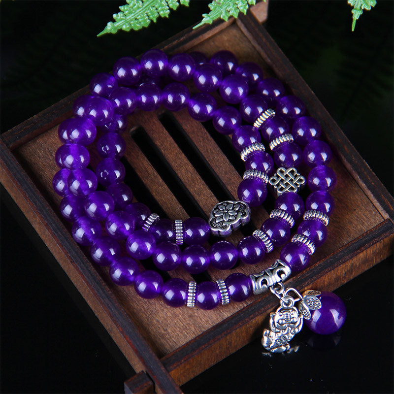 8mm Amethyst Pixiu Bracelet for Balance & Protection