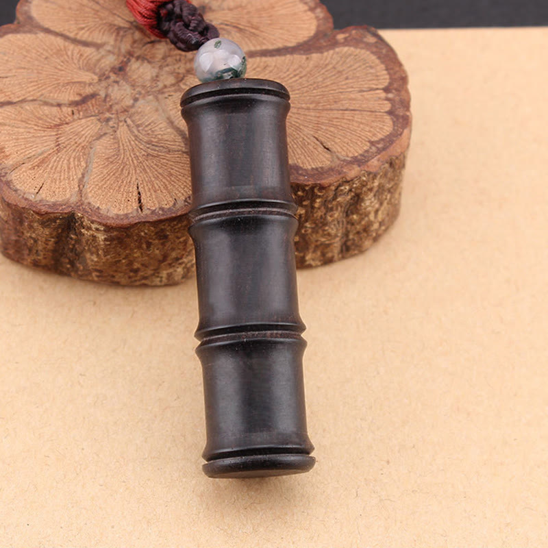 Ebony Wood Spiritual Necklace with Bamboo Ghau Prayer Box