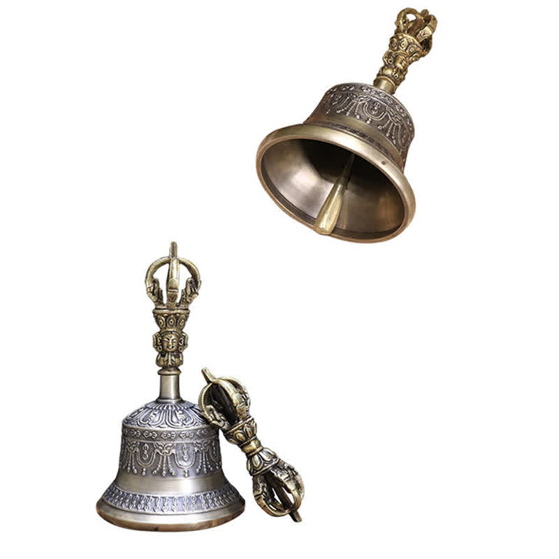 Copper Tibetan Bell and Vajra Meditation Set - Small