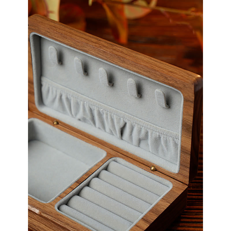 Vintage Handmade Black Walnut Wood Jewelry Storage Box
