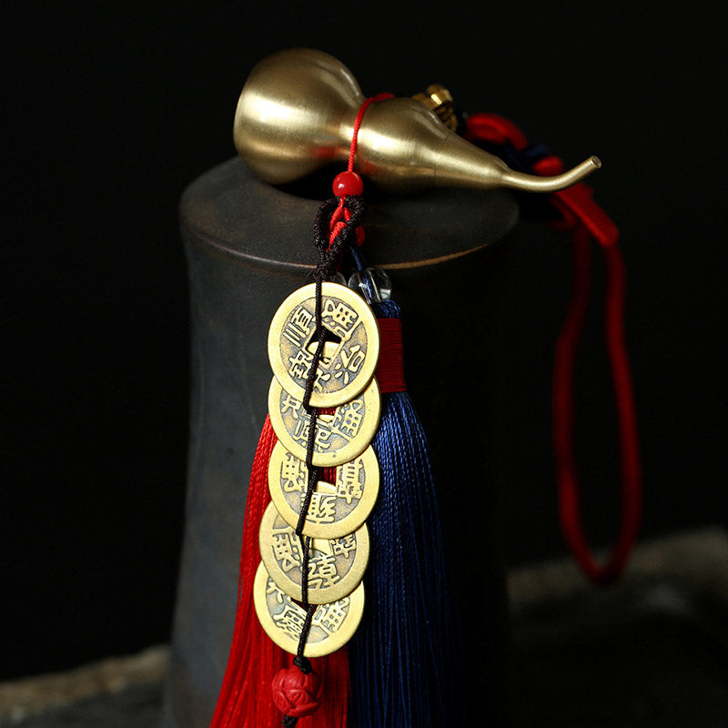 Copper Wu Lou Gourd Car Hanging Decoration for Wealth & Luck