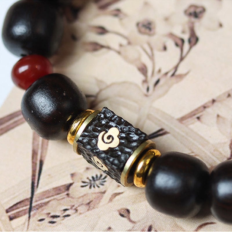 Ebony Wood Auspicious Clouds Calm Bracelet 14-16cm