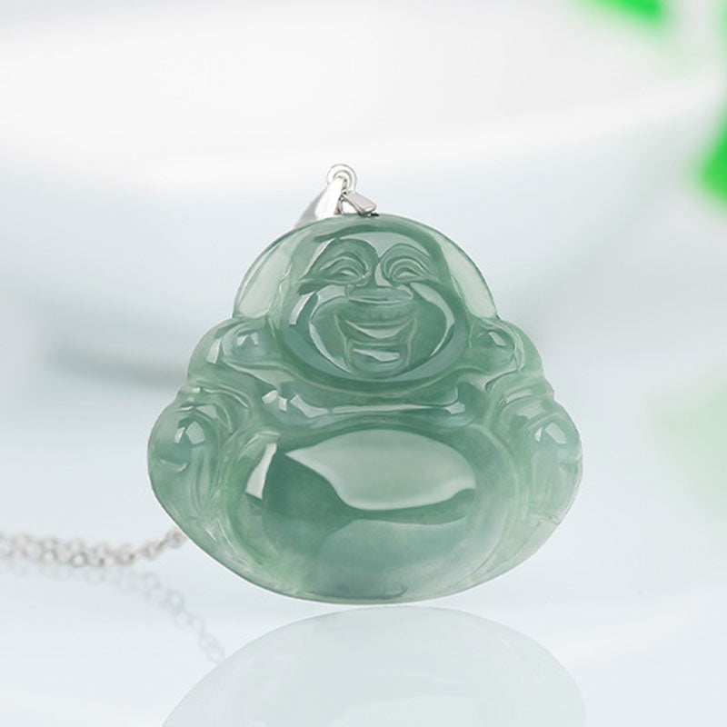 Jade Necklace Laughing Buddha Pendant | Protection & Calm