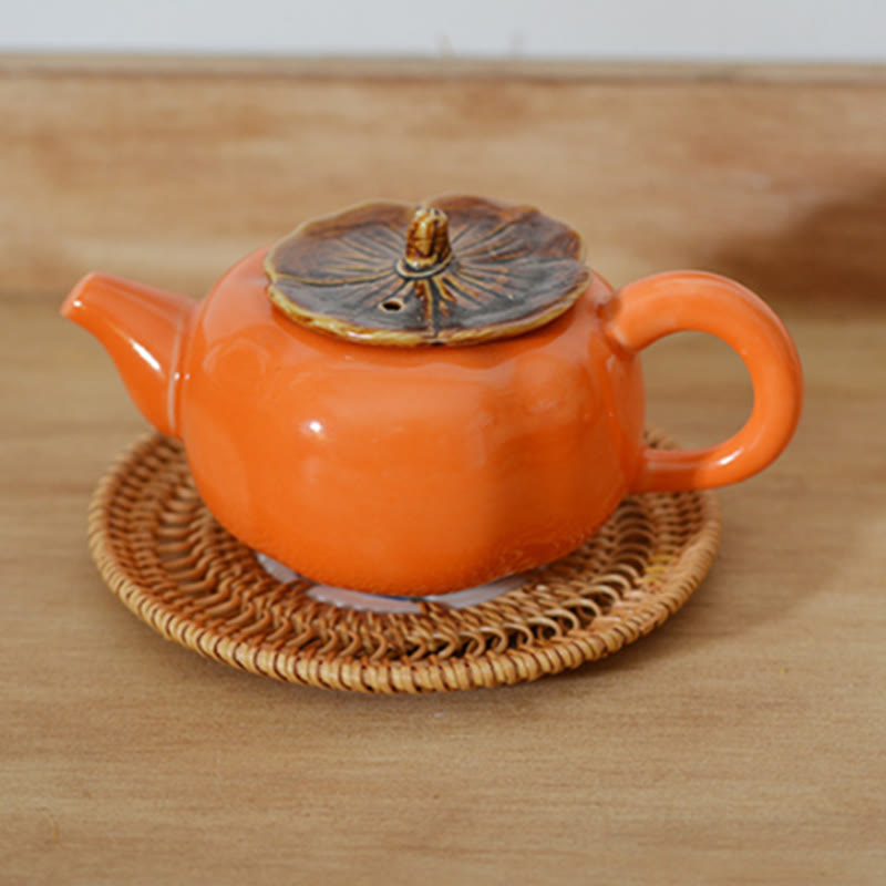 Ceramic Flower Pattern Rattan Cup Mat | 10cm Coaster