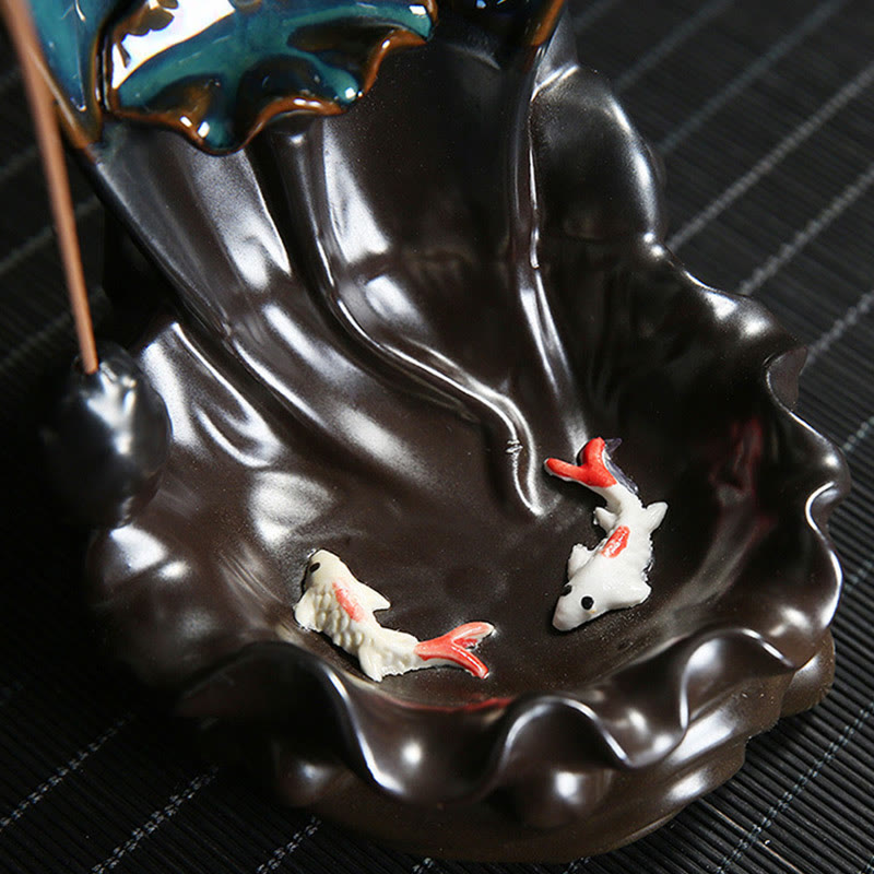Ceramic Waterfall Incense Burner for Meditation & Backflow