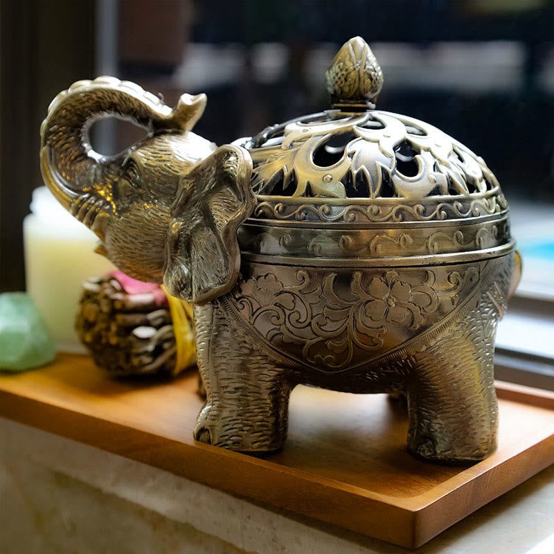 Elephant Alloy Waterfall Incense Burner for Zen Ambiance