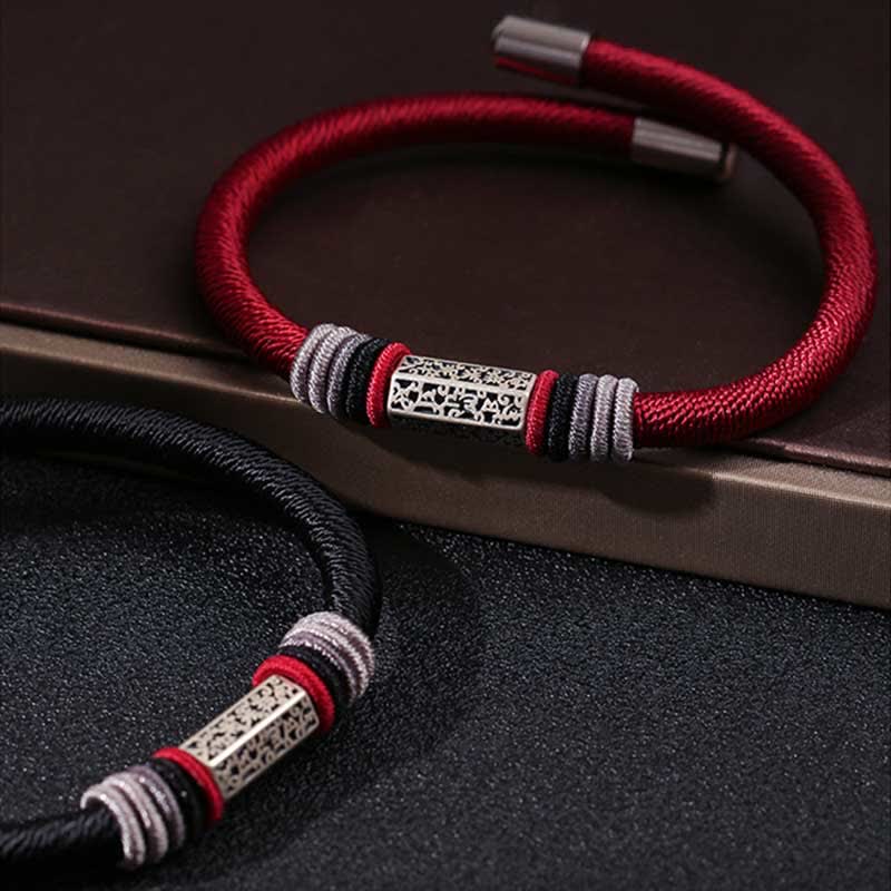 Om Mani Padme Hum Bracelet | 925 Sterling Silver Red String Unisex