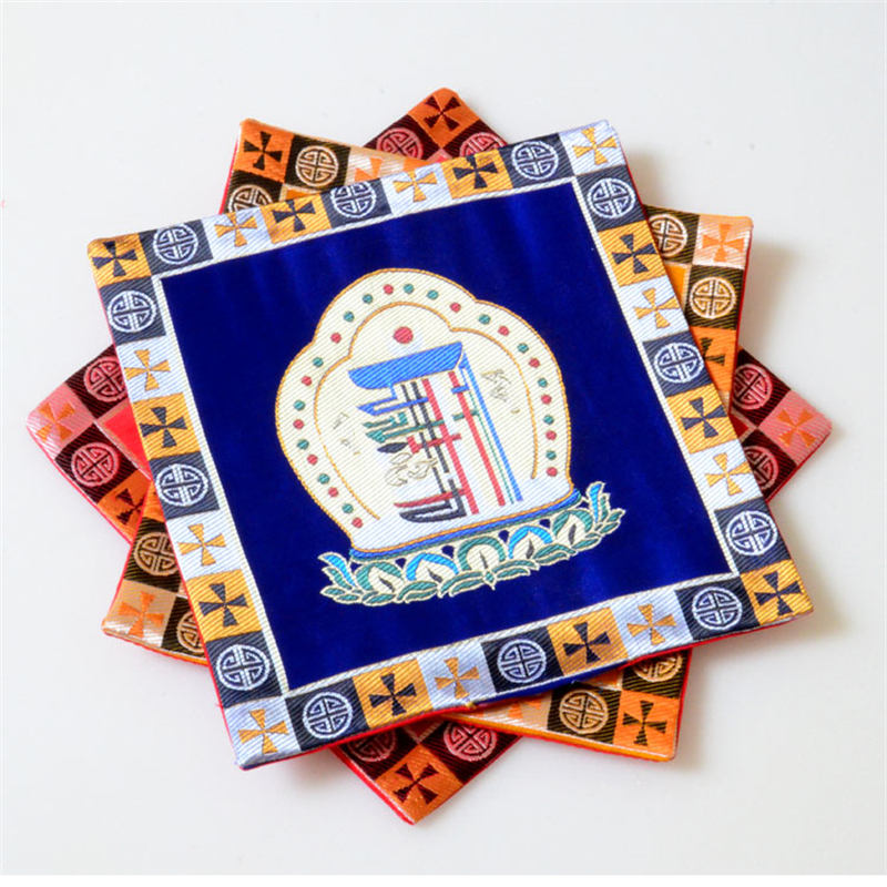Cotton Prayer Altar Mat 21cm | Man-Bcu Kalachakra Symbol