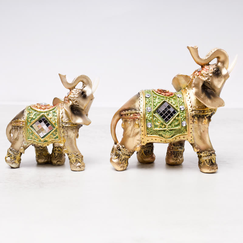 Green Feng Shui Elephant Figurine Small, Medium & Large Sizes