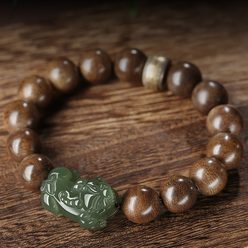 12mm Jade Pi Xiu Agarwood Strength Bracelet