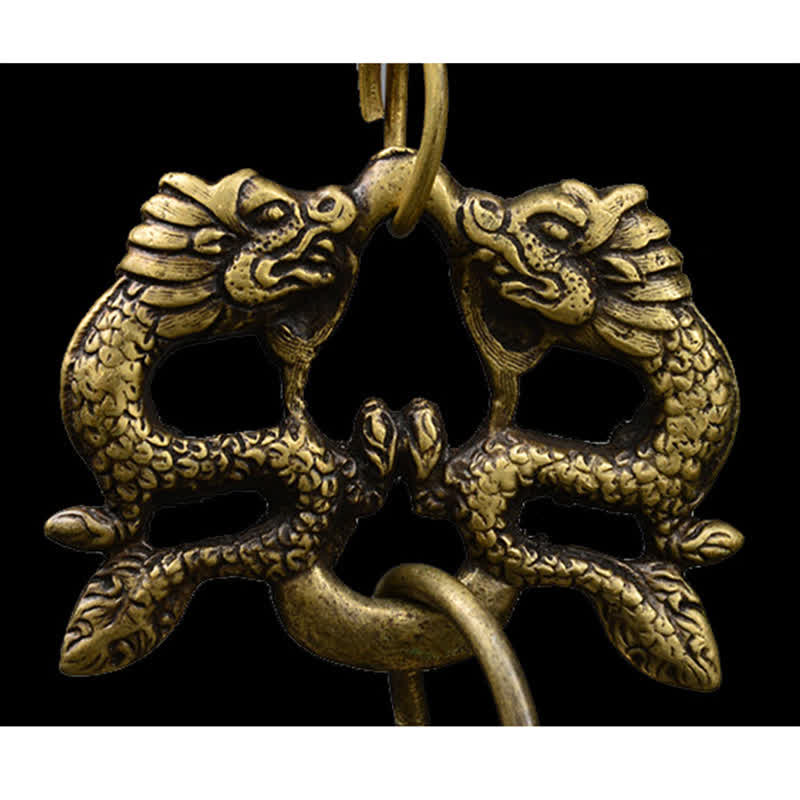 Copper Buddha Dragon Wind Chime Bell 15.5x20.5cm Zen Decor