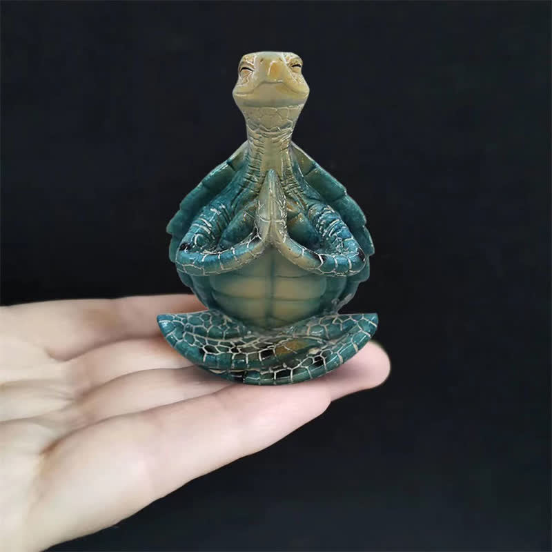 Tibetan Yoga Meditating Turtle Resin Statue for Wisdom