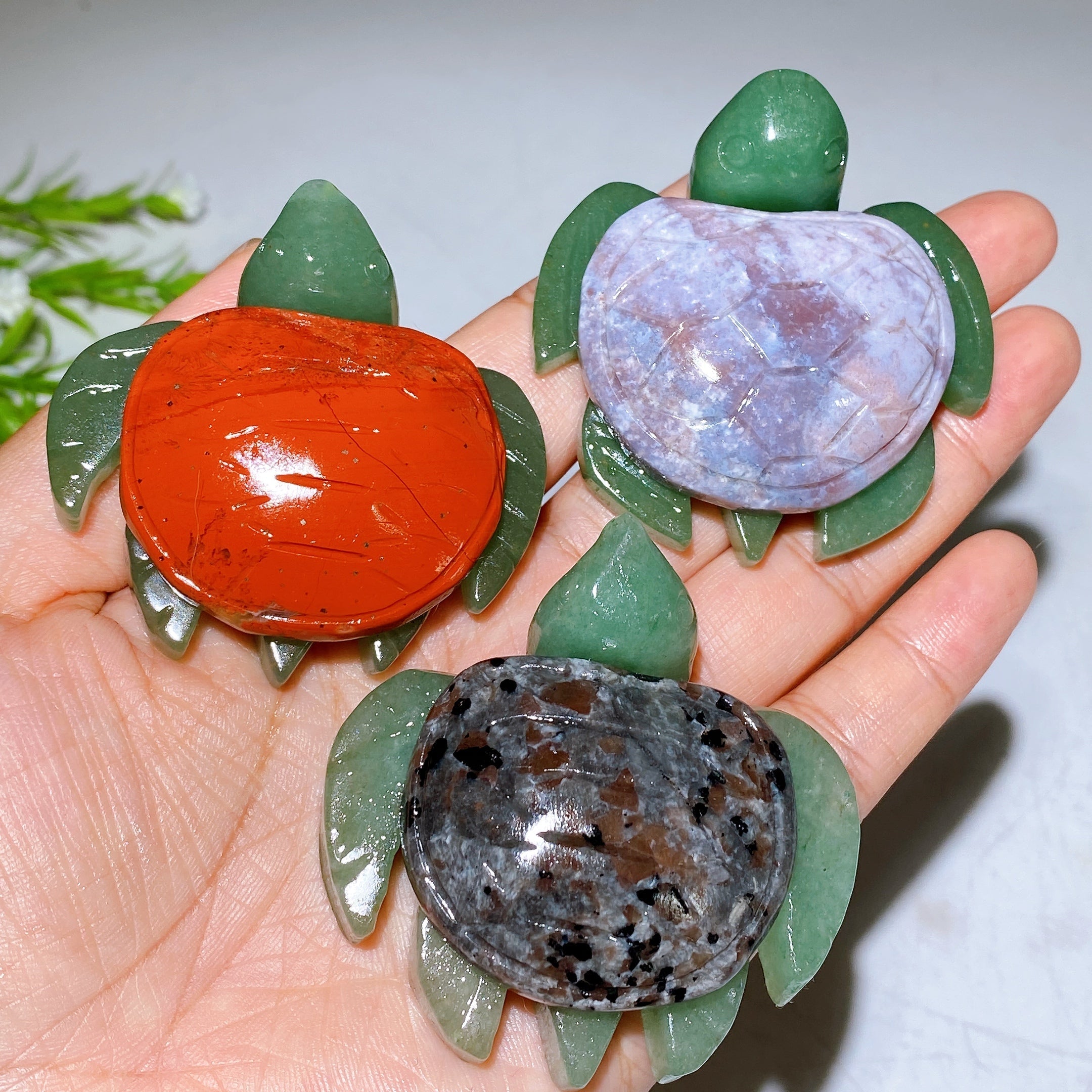 2.0-2.2" Crystal Turtle with Green Aventurine Base Healing Figurine