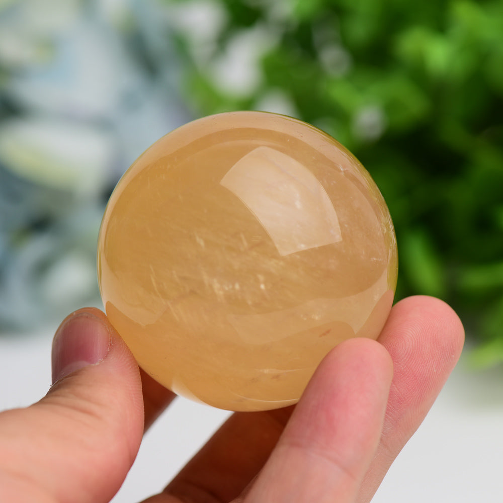 2.0-2.4 inch Honey Calcite Crystal Sphere for Energy Healing
