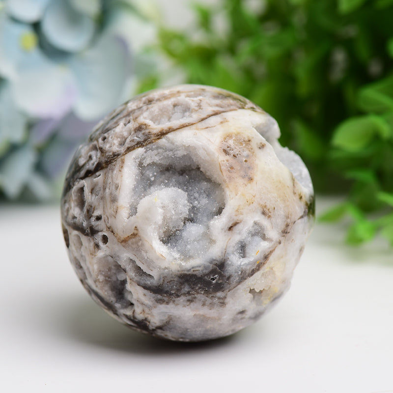 2.0-3.0 Inch Druzy Zinc Crystal Healing Sphere Display