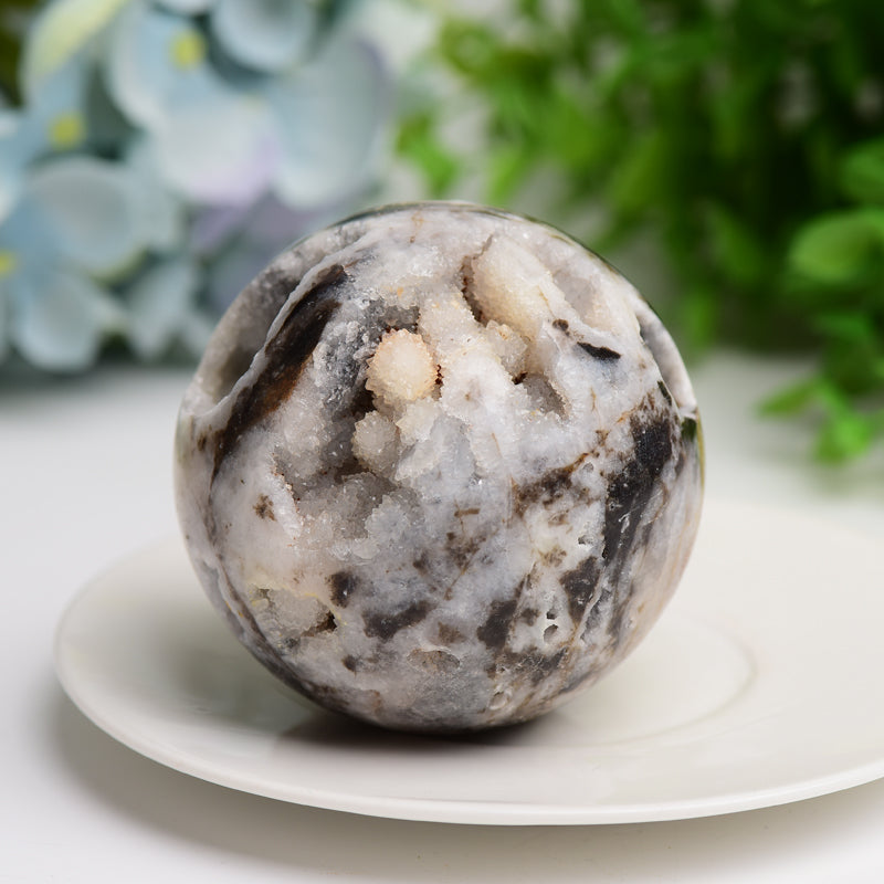 2.0-3.0 Inch Druzy Zinc Crystal Healing Sphere Display