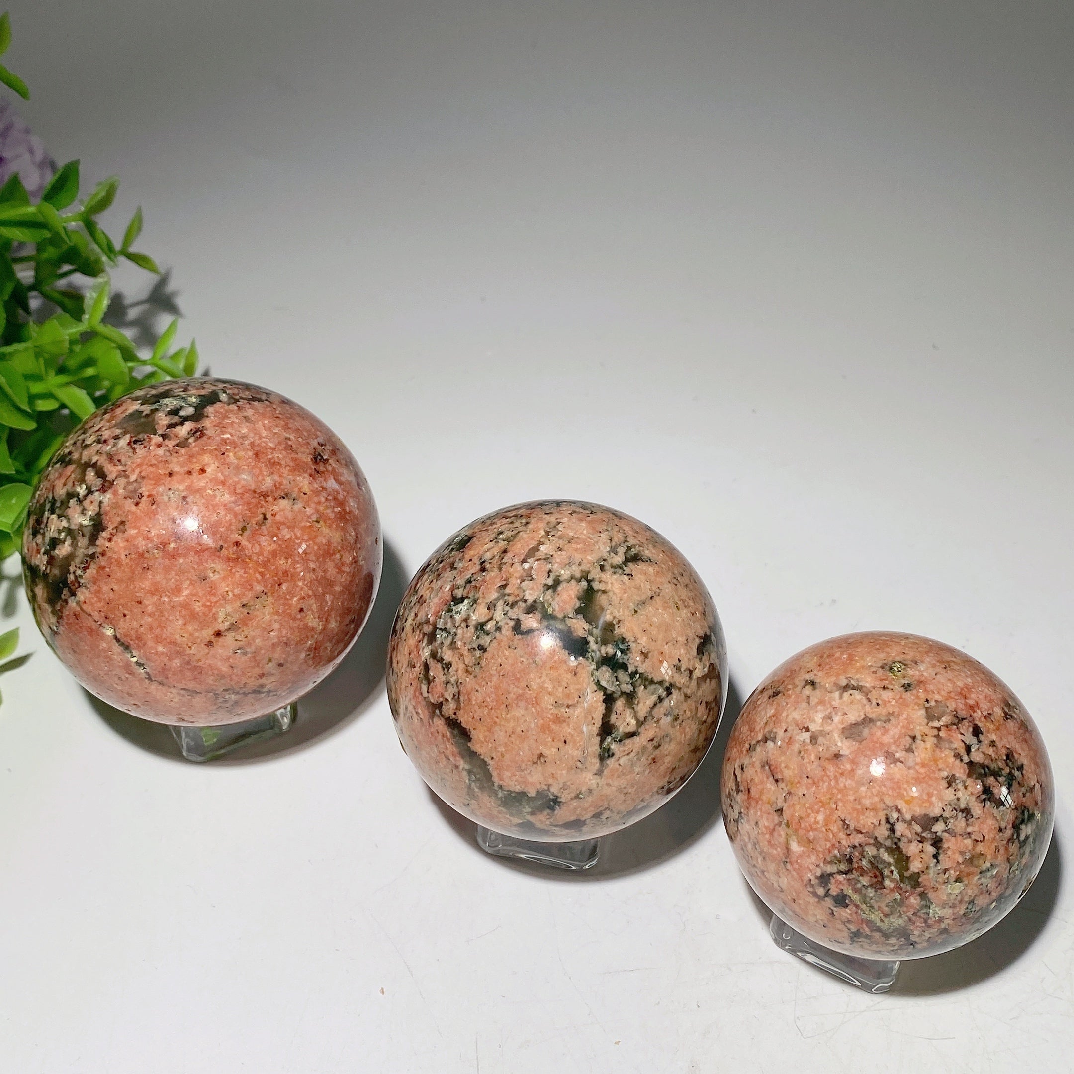 2.0-3.0 inch Natural Green Rutile Cherry Blossom Sphere