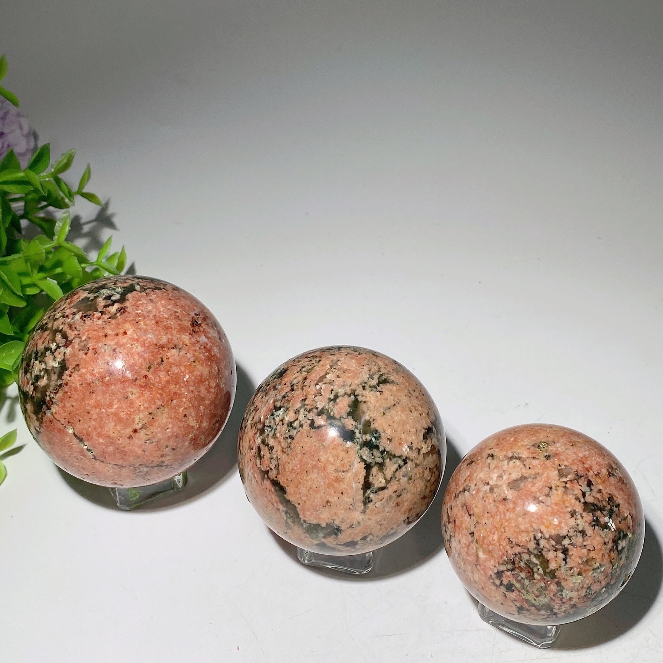 2.0-3.0 inch Natural Green Rutile Cherry Blossom Sphere