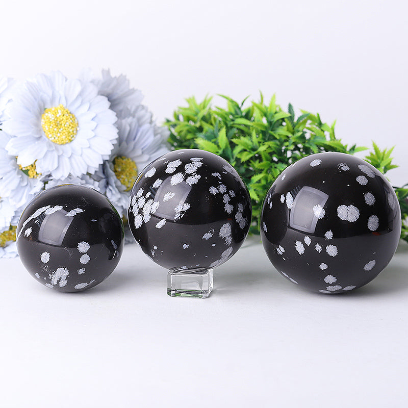2.0-4.0 inch Snowflake Obsidian Crystal Spheres for Healing