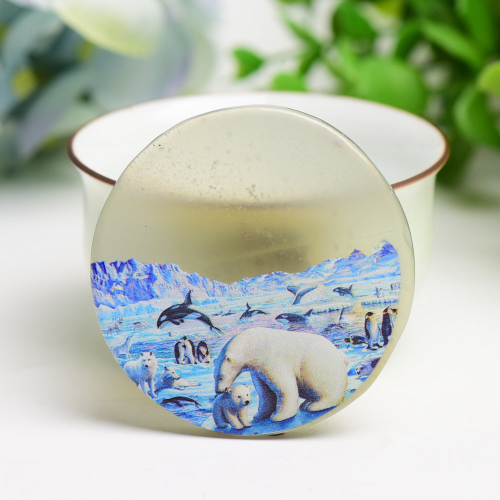 2.0 Inch Agate Round Slab with Artistic Crystal Print