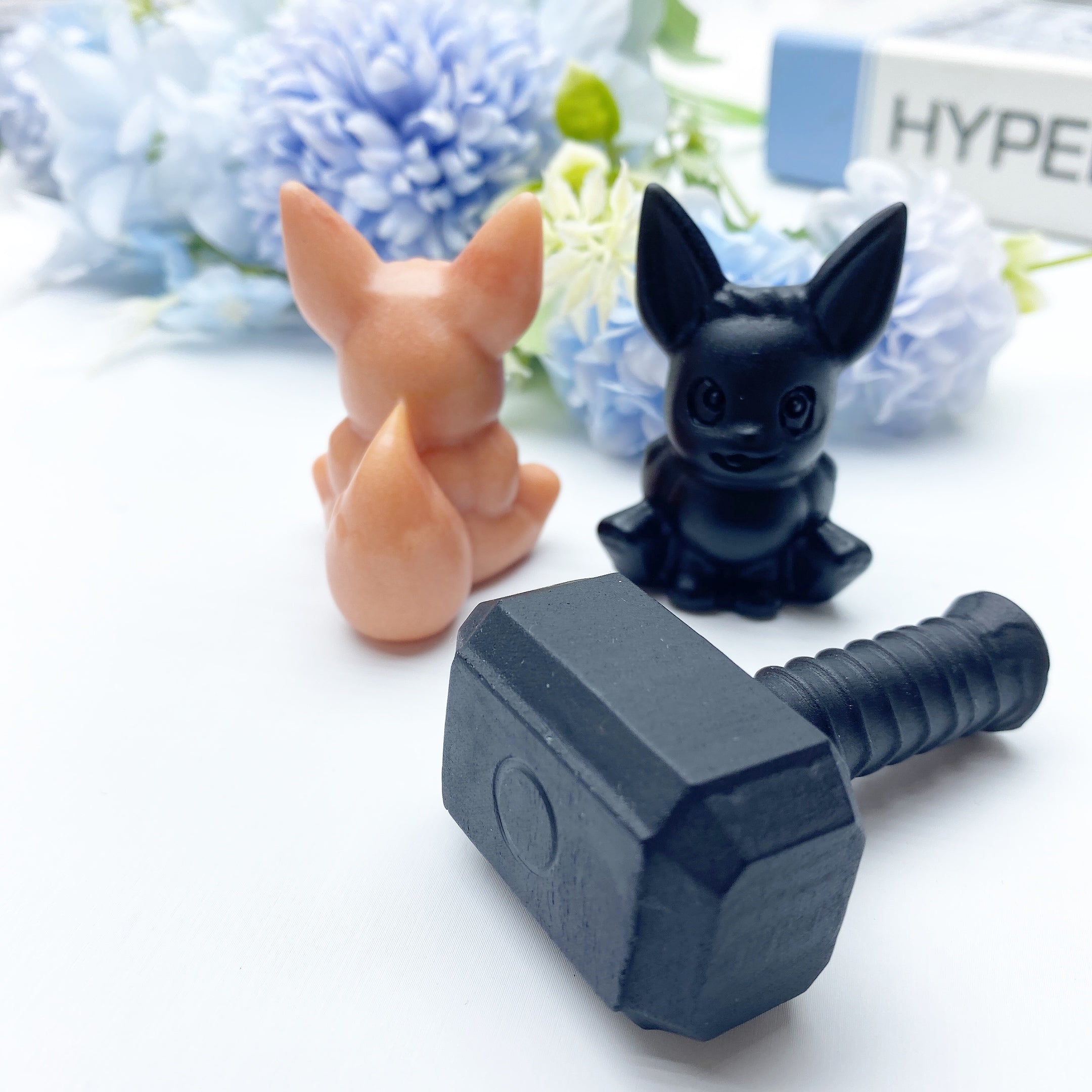 2.0 Inch Black Obsidian Crystal Fox Figurine for Protection
