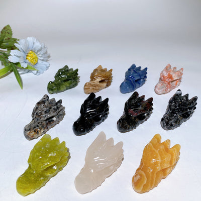 2.0 Inch Crystal Dragon Head Carvings Healing Figurines