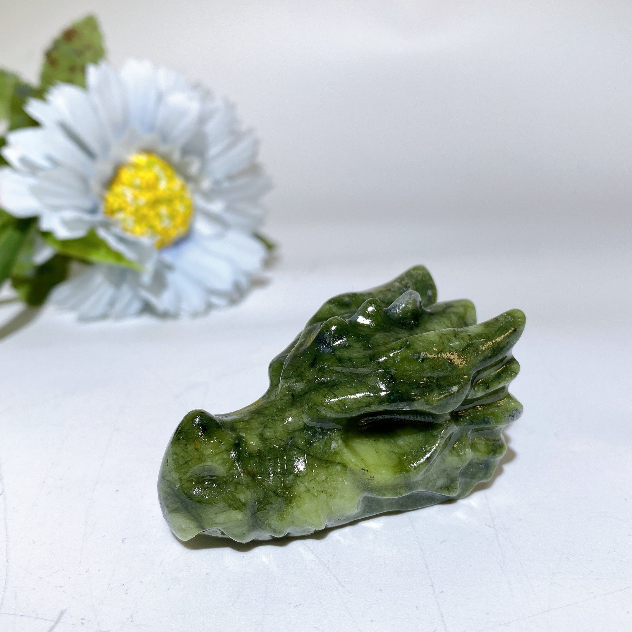 2.0 Inch Crystal Dragon Head Carvings Healing Figurines