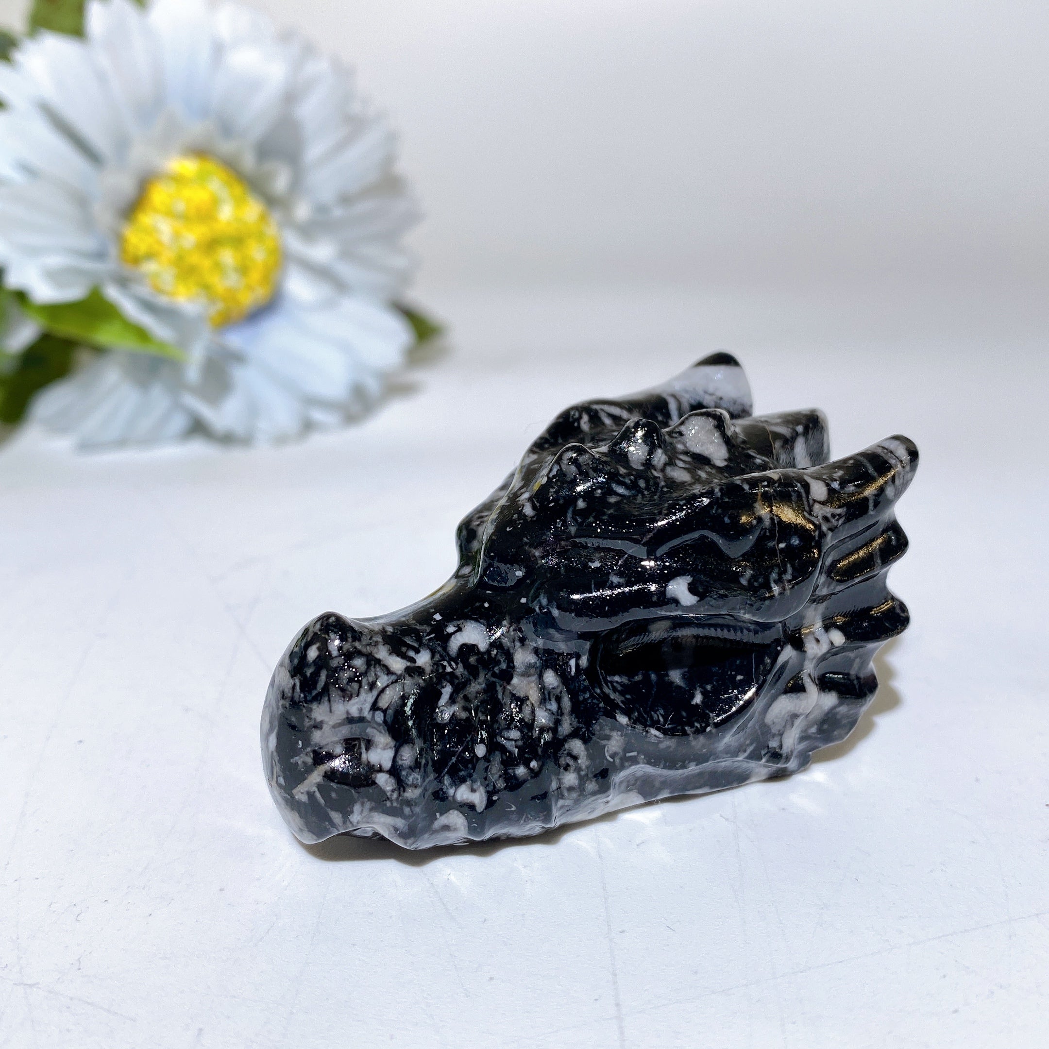 2.0 Inch Crystal Dragon Head Carvings Healing Figurines