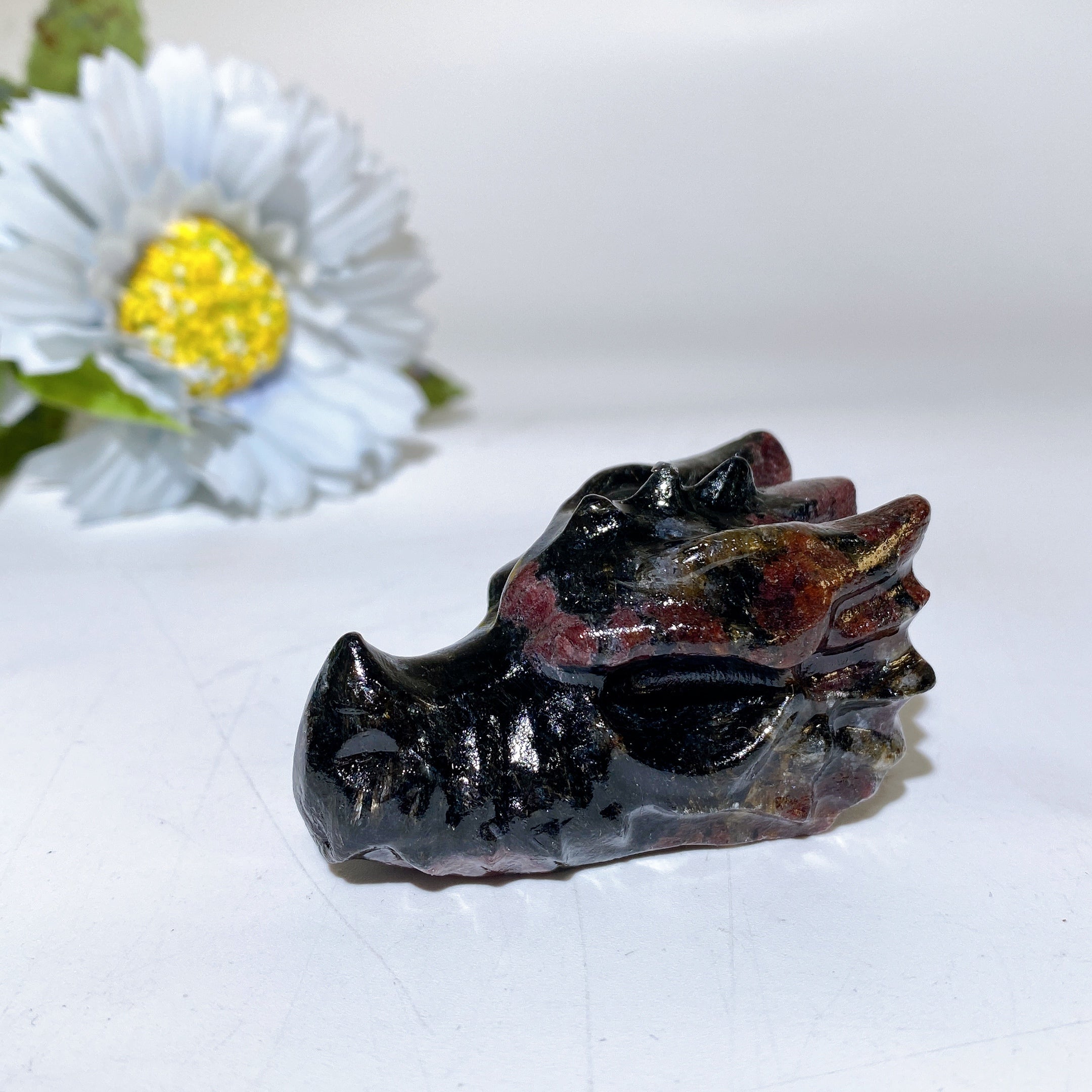 2.0 Inch Crystal Dragon Head Carvings Healing Figurines