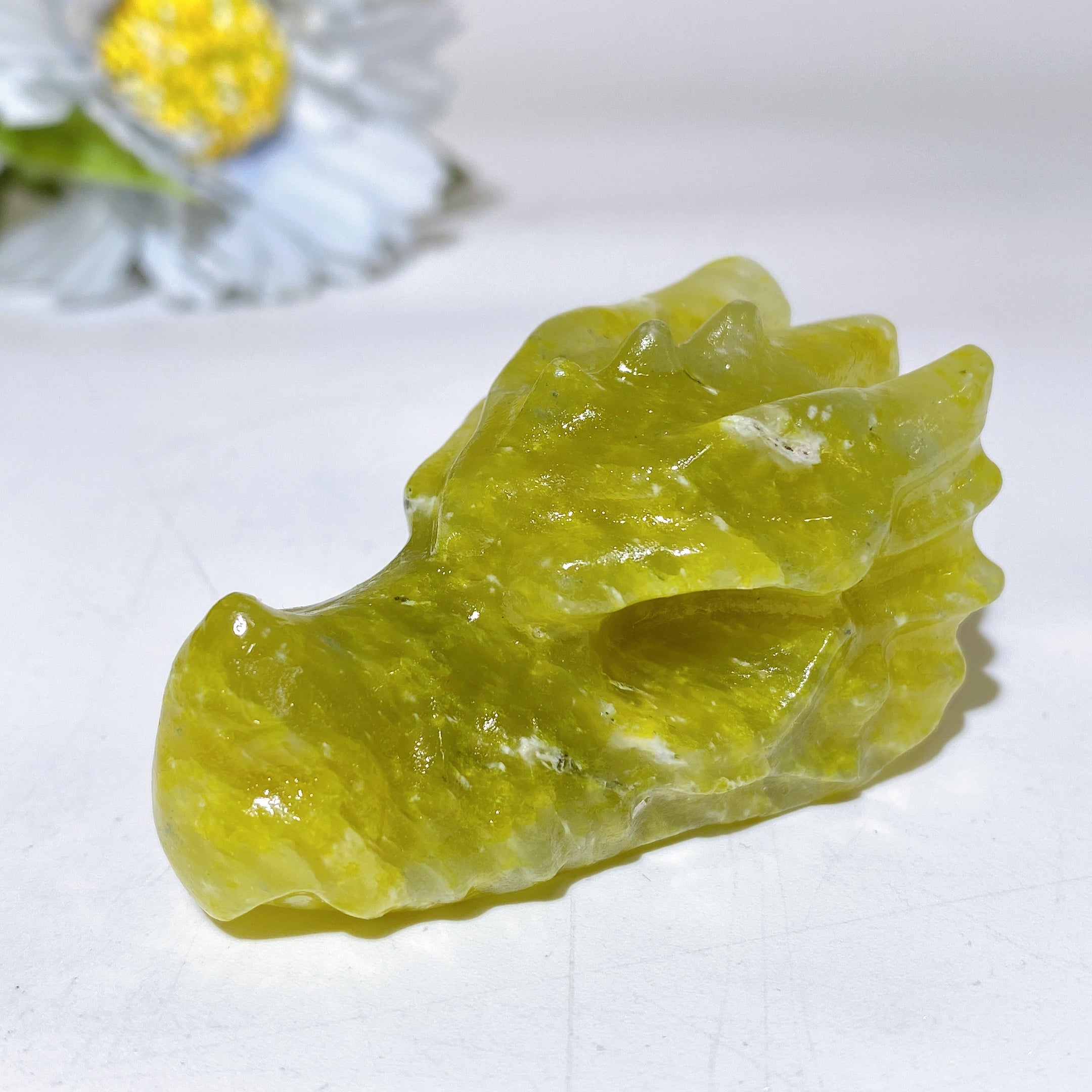 2.0 Inch Crystal Dragon Head Carvings Healing Figurines