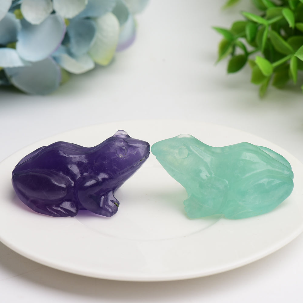 2.0 Inch Fluorite Crystal Frog Figurine for Healing