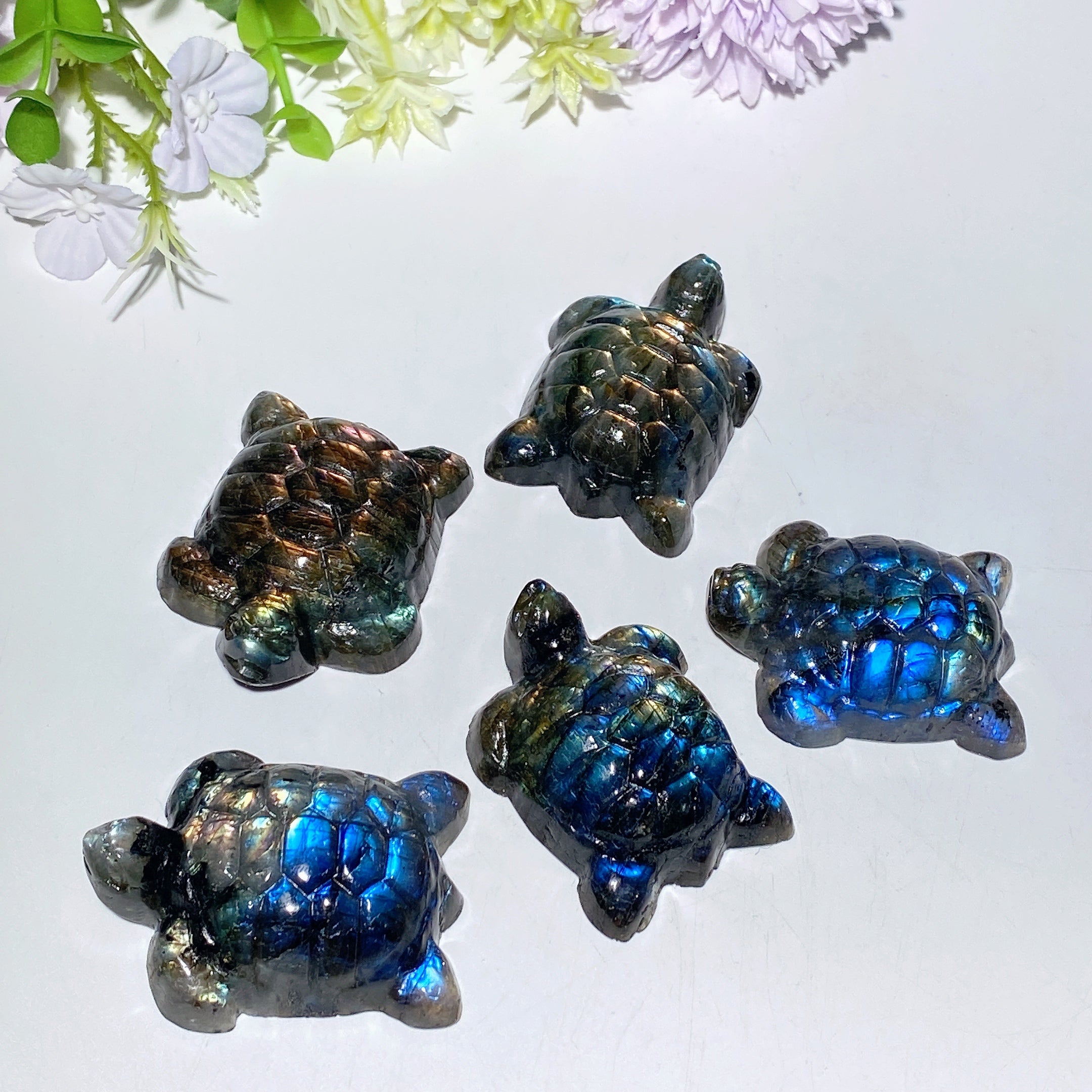2.0 inch Labradorite Crystal Turtle Figurine for Healing
