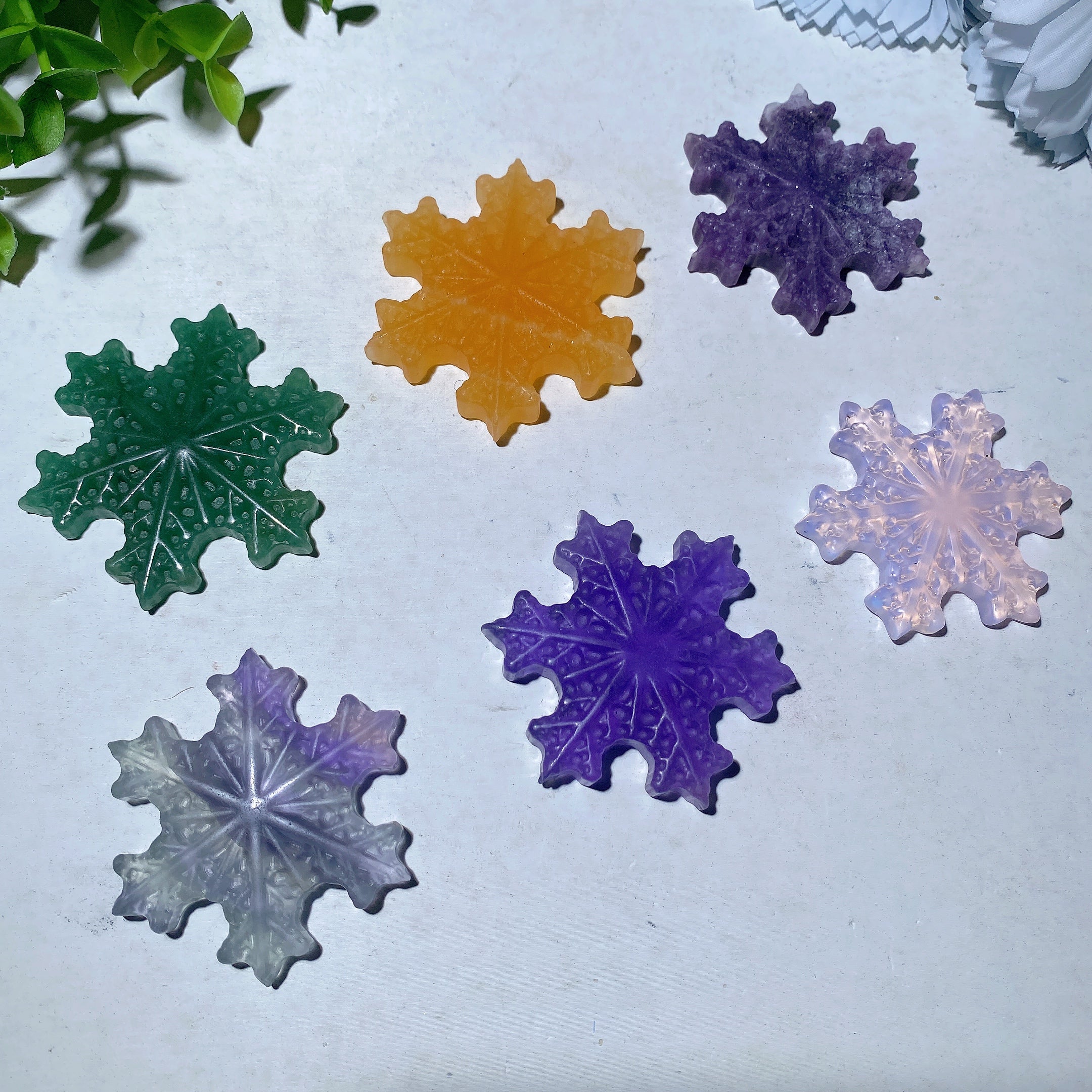 2.0 Inch Mixed Crystal Snowflake Carvings Healing Crystals