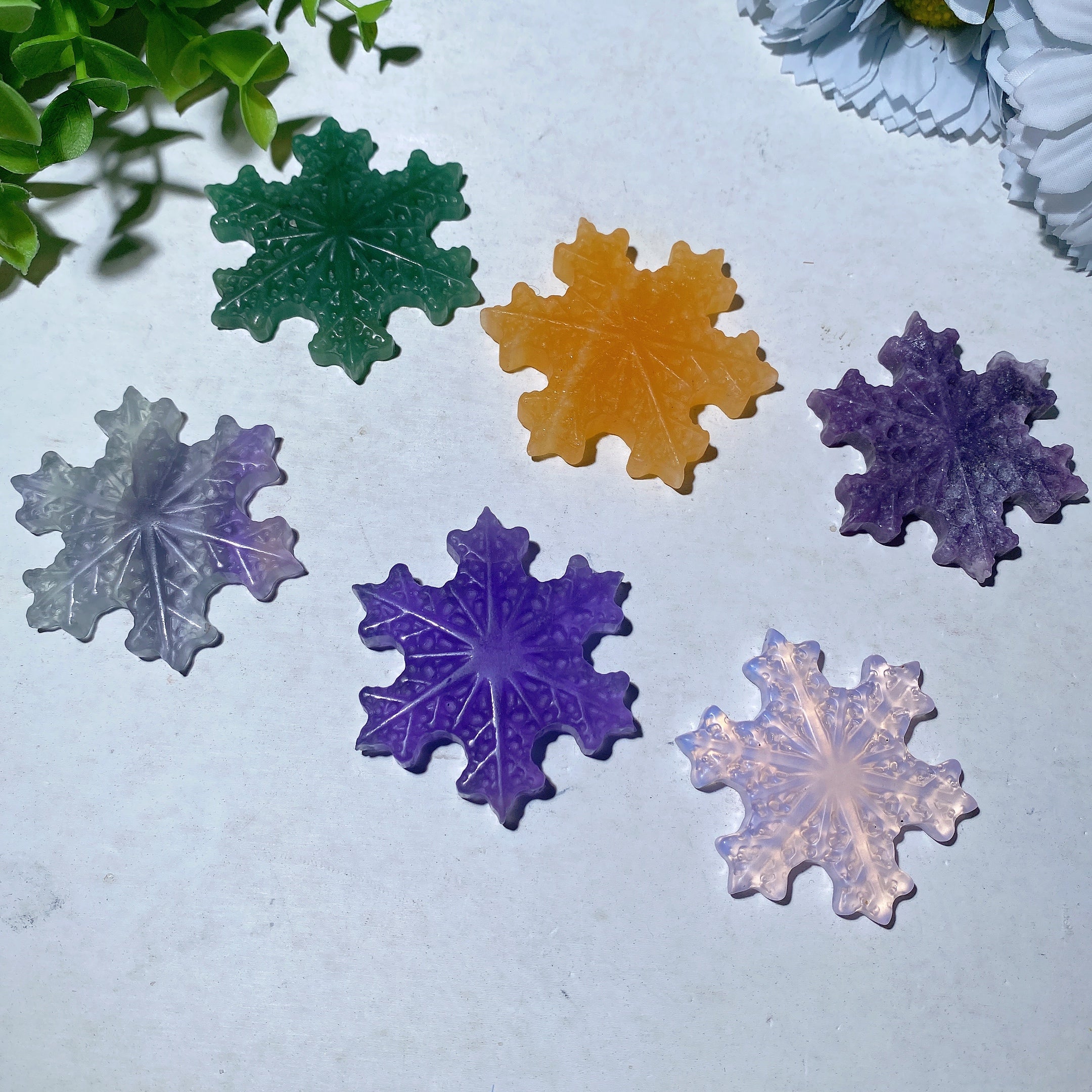 2.0 Inch Mixed Crystal Snowflake Carvings Healing Crystals