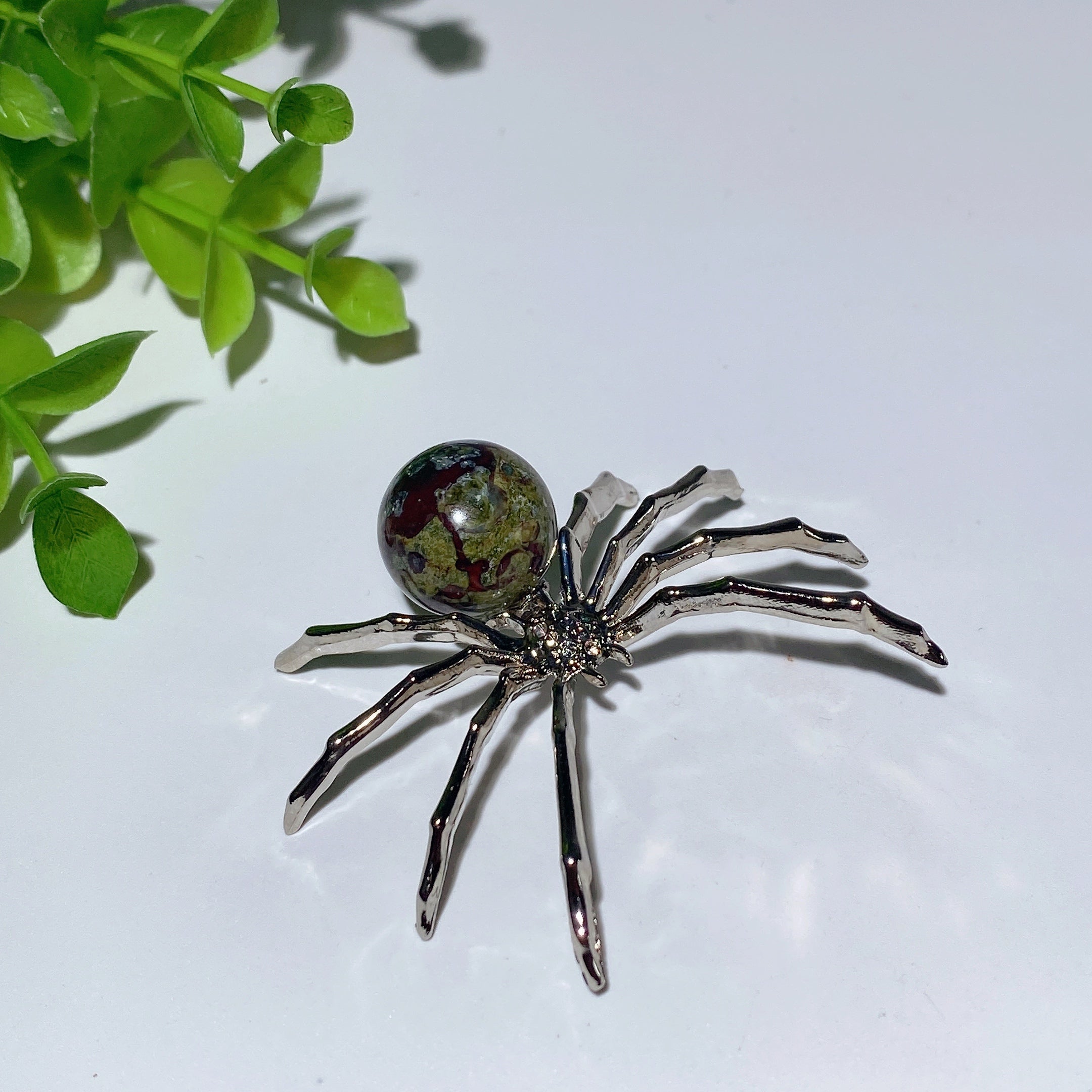 2.0 Inch Mixed Crystal Spider Figurine with Polished Gem Body