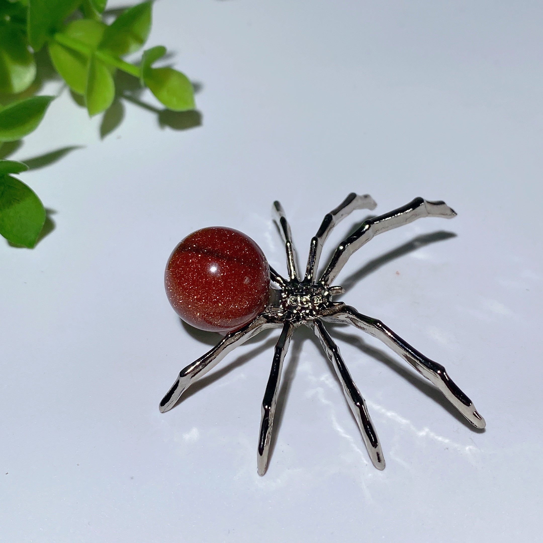 2.0 Inch Mixed Crystal Spider Figurine with Polished Gem Body