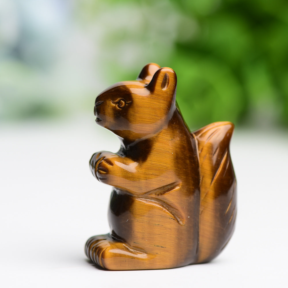 2.0 inch Tiger's Eye Squirrel Crystal Carving for Grounding