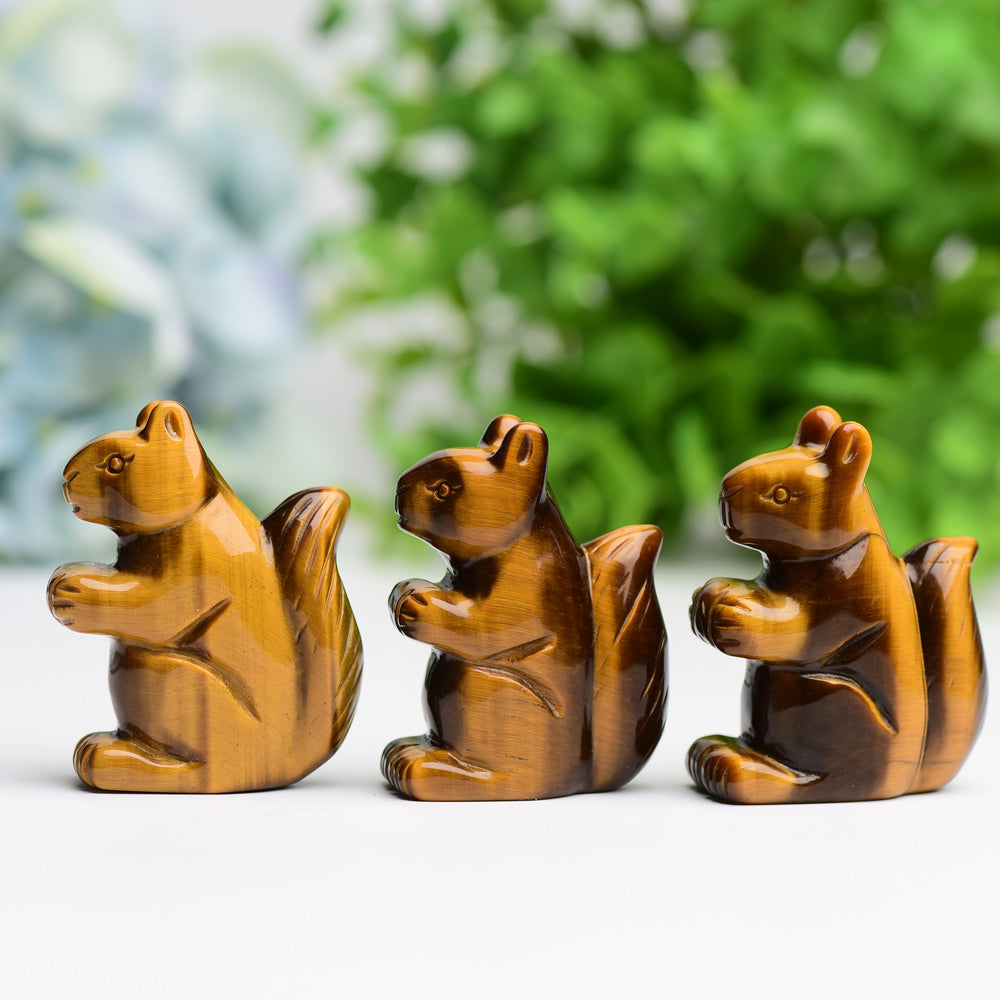 2.0 inch Tiger's Eye Squirrel Crystal Carving for Grounding