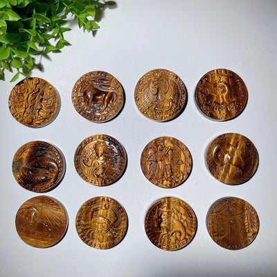 2.0 inch Yellow Tiger's Eye Zodiac Slab Crystal Healing