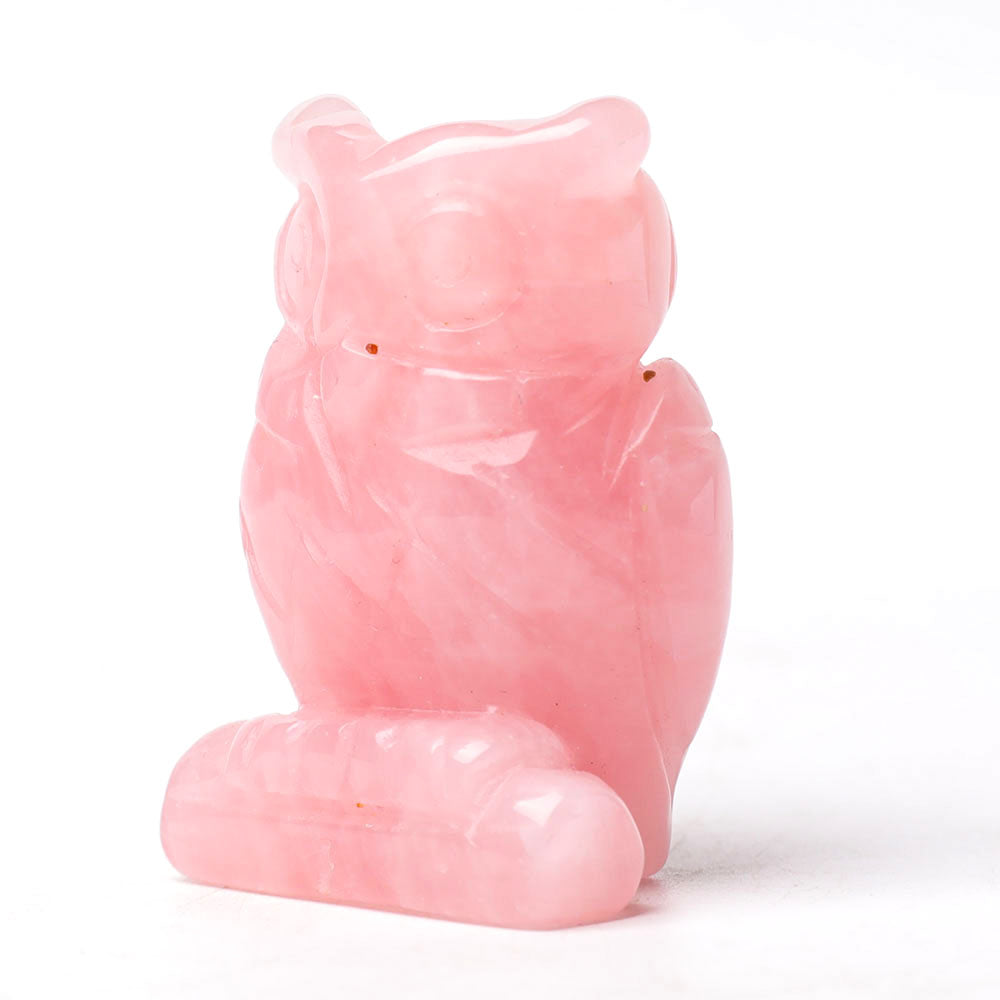 2.0" Rose Quartz Crystal Owl Figurine for Wisdom & Healing