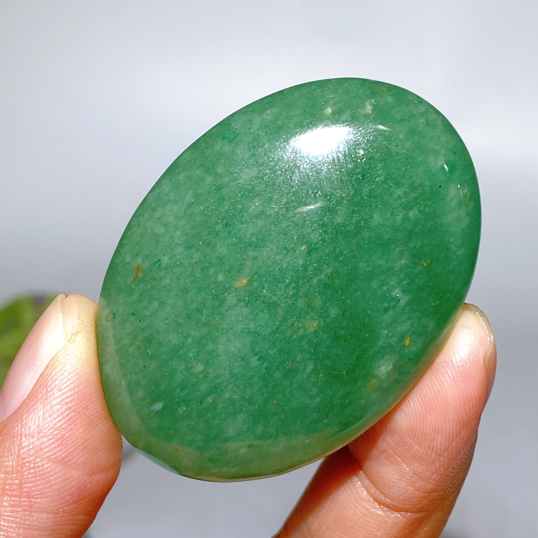 2.0in Green Aventurine Palm Stone for Healing Energy