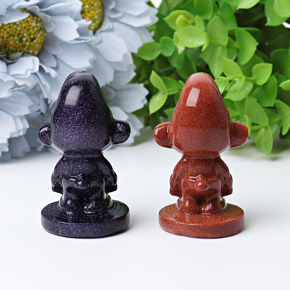 2.1 inch Blue & Golden Sandstone Smurfs Spiritual Statue