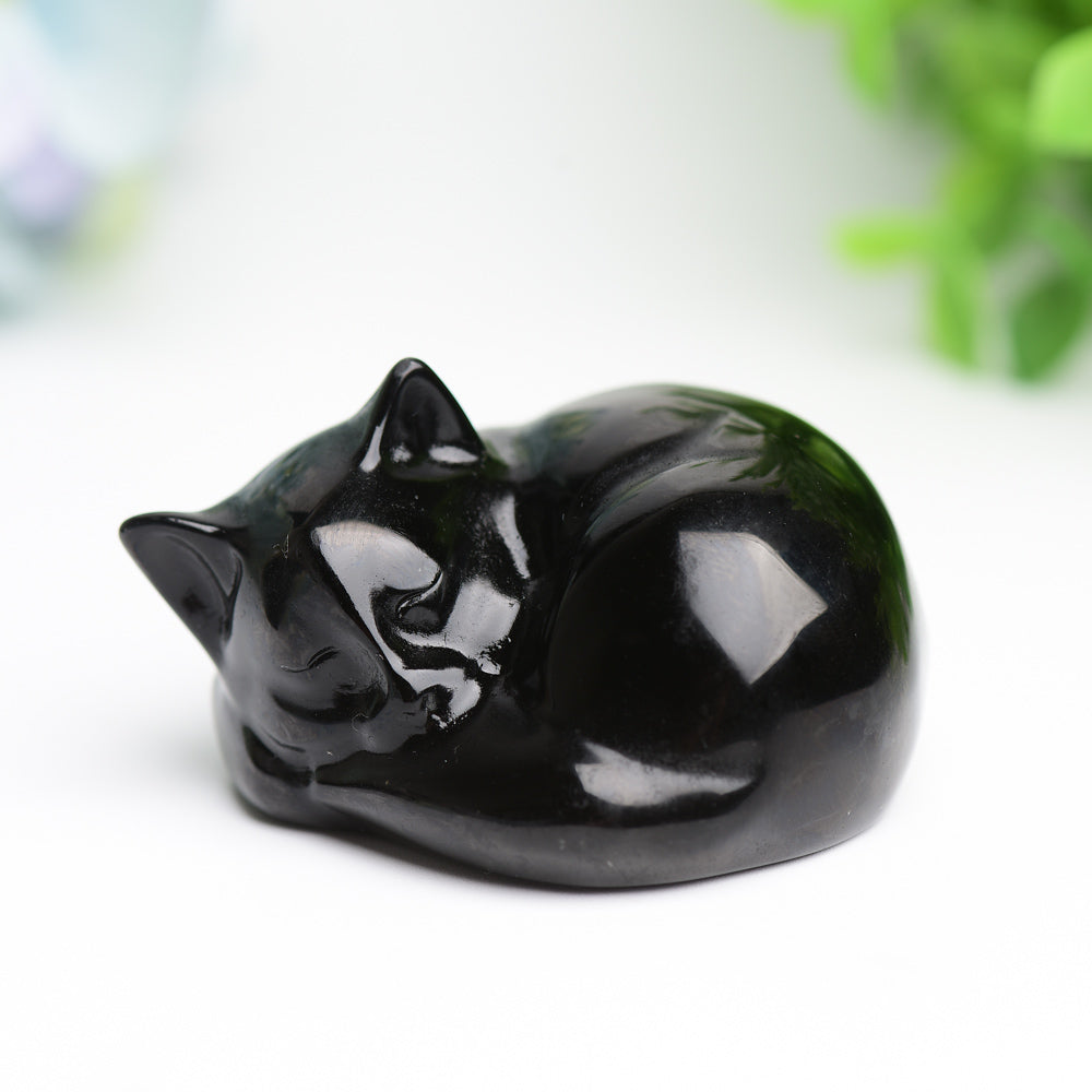 2.1 inch Crystal Cat Carvings in Rose Quartz & More