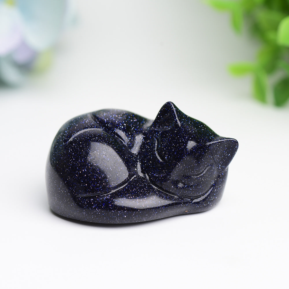 2.1 inch Crystal Cat Carvings in Rose Quartz & More