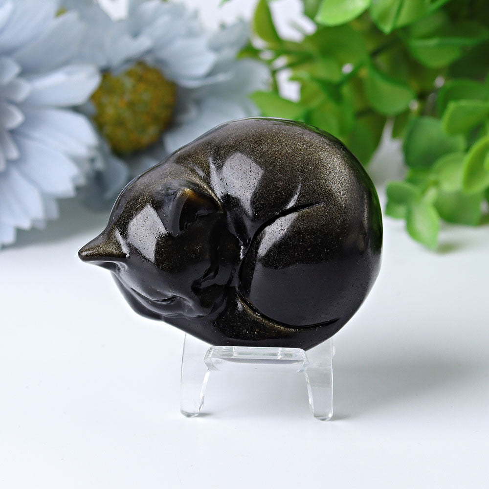 2.1 inch Crystal Cat Carvings in Rose Quartz & More