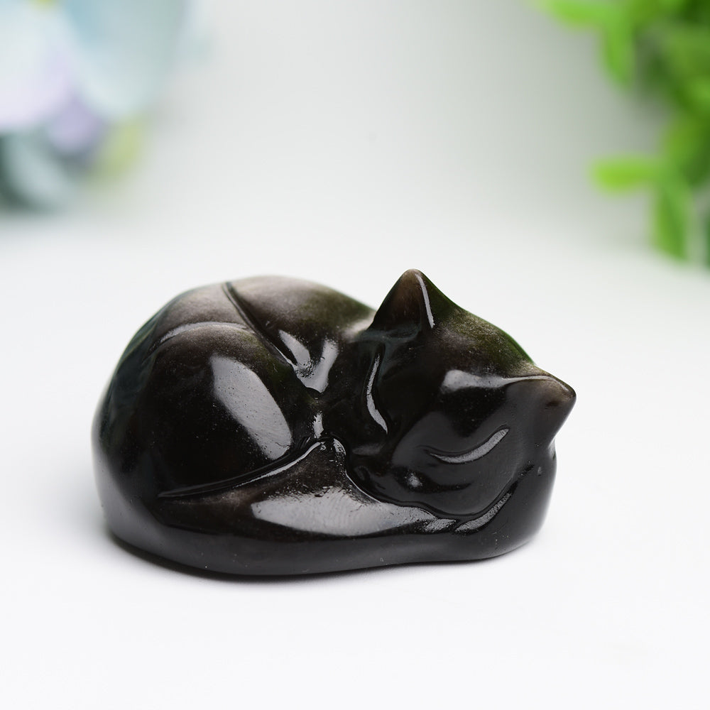 2.1 inch Crystal Cat Carvings in Rose Quartz & More
