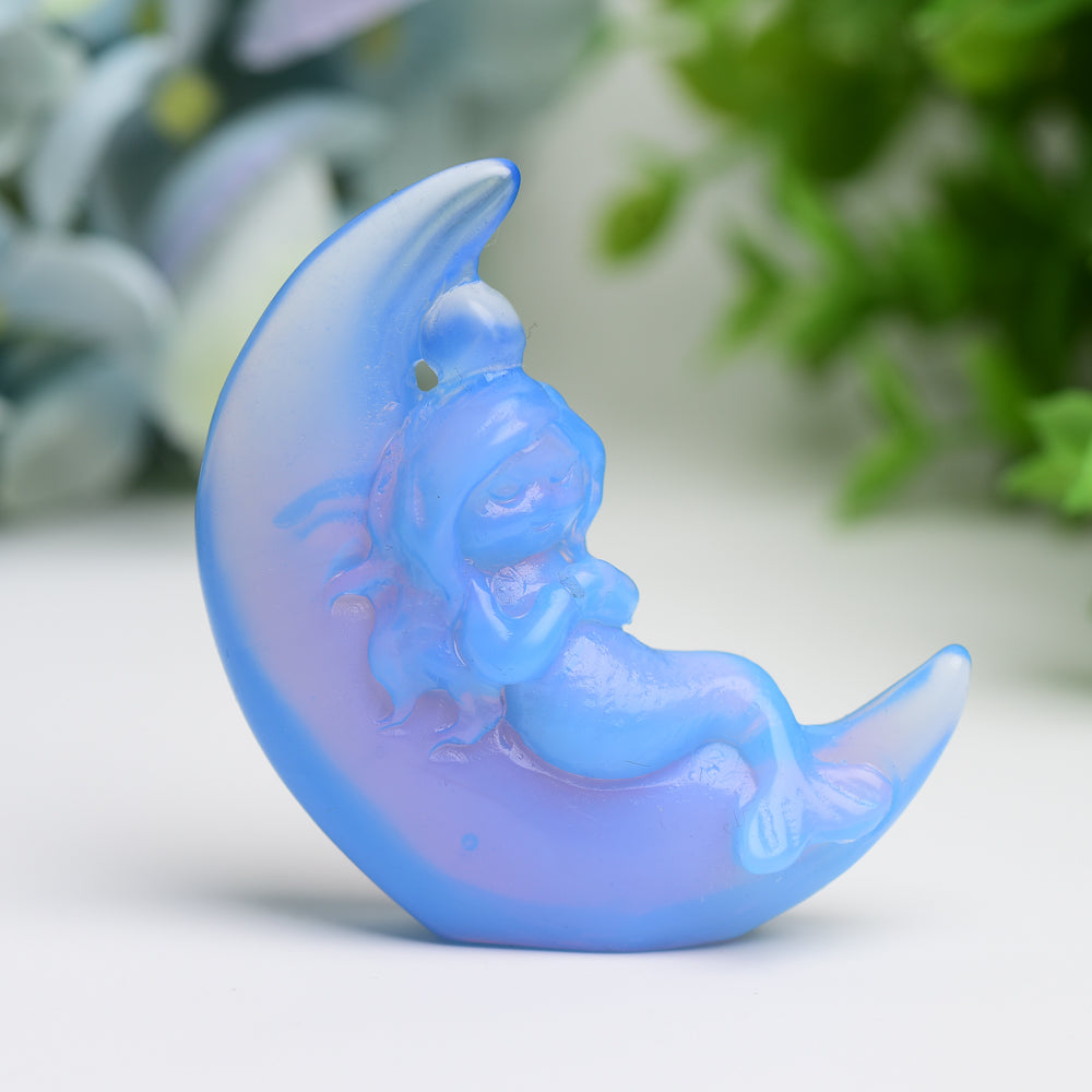 2.1-inch Fairy Moon Crystal Figurine Hand-Carved
